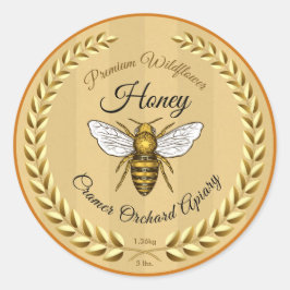 Biene und Garland Amber Honey Runder Aufkleber