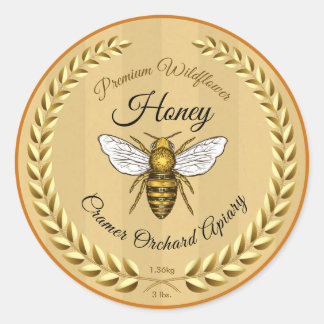 Biene und Garland Amber Honey Runder Aufkleber
