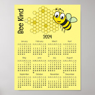 Biene und Honigwaben-Kalenderposter 2024 Poster