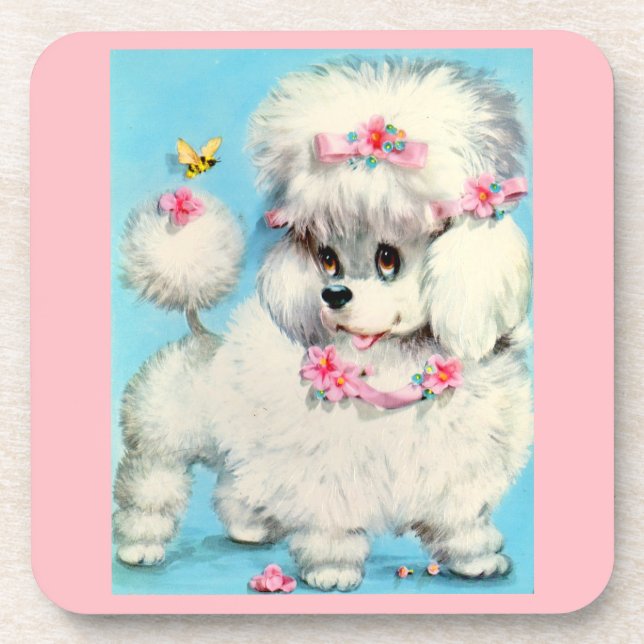 Biene und Poodle Getränkeuntersetzer (Vorderseite)