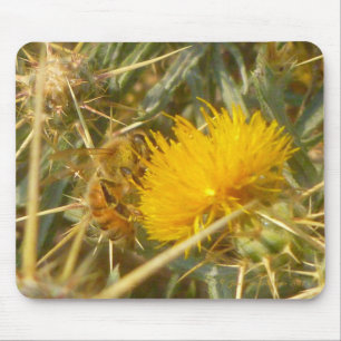 Biene und Star Thistle (Centaurea solstitialis) Mousepad