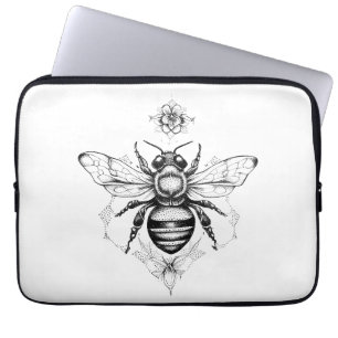 Biene Wild Animal Nature Illustration Art Tattoo Laptopschutzhülle