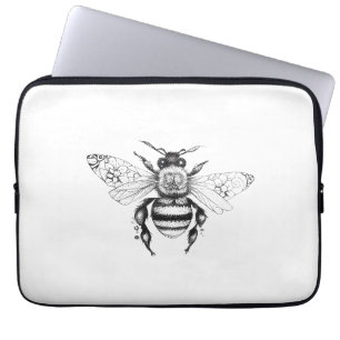 Biene Wild Animal Nature Illustration Art Tattoo Laptopschutzhülle