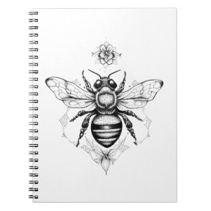 Biene Wild Animal Nature Illustration Art Tattoo Notizblock