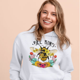 Biene Wildblumen Grafik Casual Hoodie