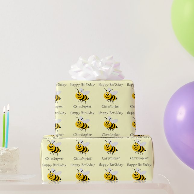 Bienen addieren gerade Namensgeburtstag Geschenkpapier (Partygeschenke)