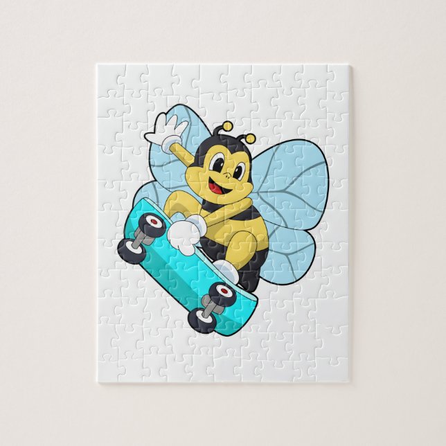 Bienen als Skater mit Skateboard (Vertikal)