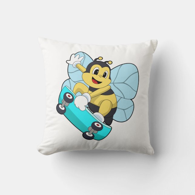 Bienen als Skater mit Skateboard Kissen (Vorderseite)