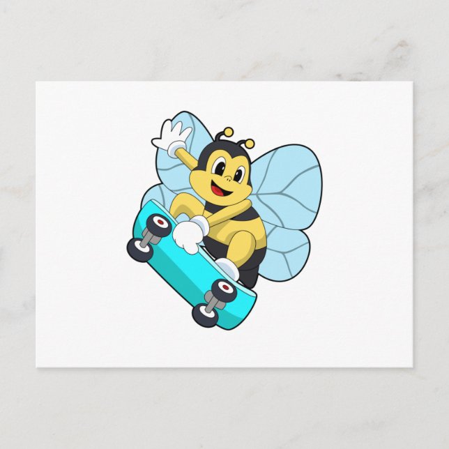 Bienen als Skater mit Skateboard Postkarte (Vorderseite)