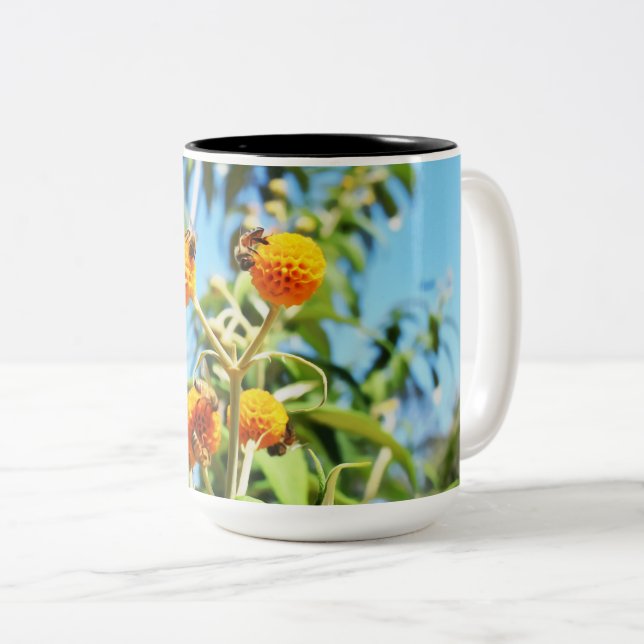 Bienen am Arbeitsplatz Zweifarbige Tasse (VorderseiteRechts)