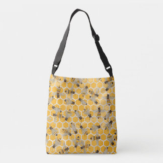 Bienen auf Bienenwaben-Tasche Tragetaschen Mit Langen Trägern