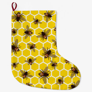 Bienen auf Bienenwaben-WeihnachtsStrumpf Großer Weihnachtsstrumpf