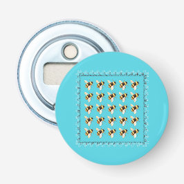 Bienen auf Blue Button Bottle Opener Flaschenöffner