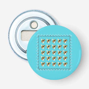 Bienen auf Blue Button Bottle Opener Flaschenöffner