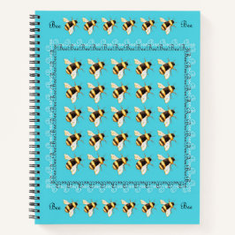 Bienen auf Blue Spiral Notebook Notizbuch