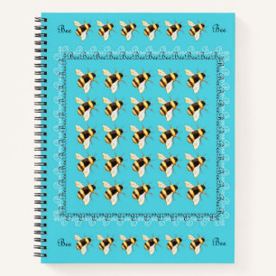 Bienen auf Blue Spiral Notebook Notizbuch