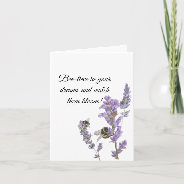 Bienen auf dem Lavendel - Motivierend Karte (Vorderseite)
