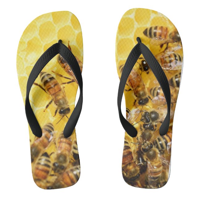Bienen auf Honeycomb - Drehend Flop Sandals Flip Flops (Fußbett)