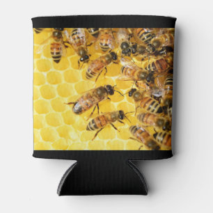 Bienen auf Honigwabe können gemütlich Dosenkühler