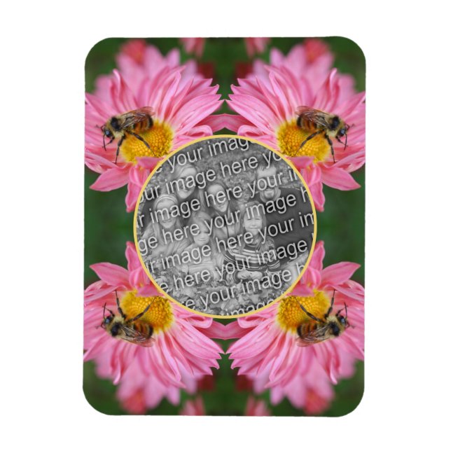 Bienen auf rosa Daisy Blume Rahmen hinzufügen Ihr  Magnet (Vertikal)