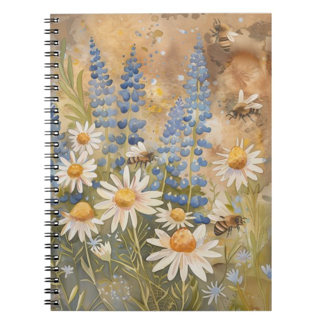 Bienen auf Wildblumen-Notebook von PS Nature Desig Notizblock (Vorderseite)