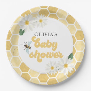 Bienen-Baby-Party Honigwabe und Gänseblümchen Pappteller