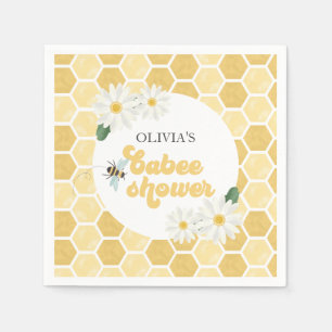 Bienen-Baby-Party Honigwabe und Gänseblümchen Serviette