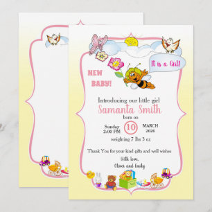 Bienen-Baby-Shower-Einladung für Mädchen Einladung