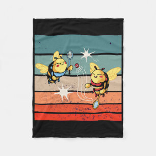Bienen Badminton Dynamic Cartoonish Artwork Funny  Fleecedecke