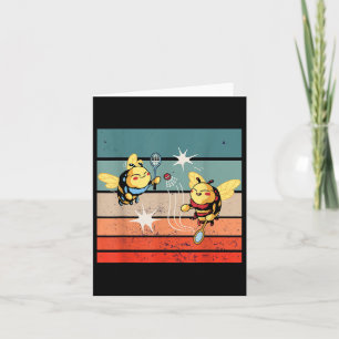 Bienen Badminton Dynamic Cartoonish Artwork Funny Karte