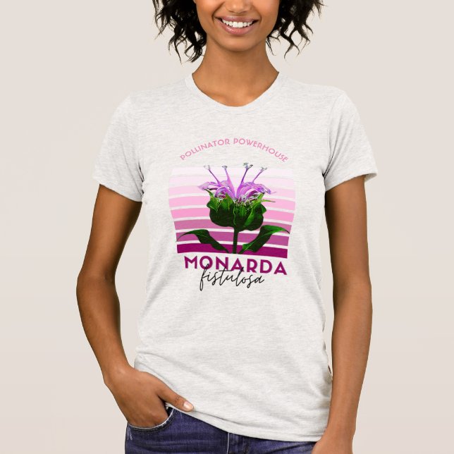 Bienen Balm Monarda Fistulosa Grafische Streifen T-Shirt (Vorderseite)