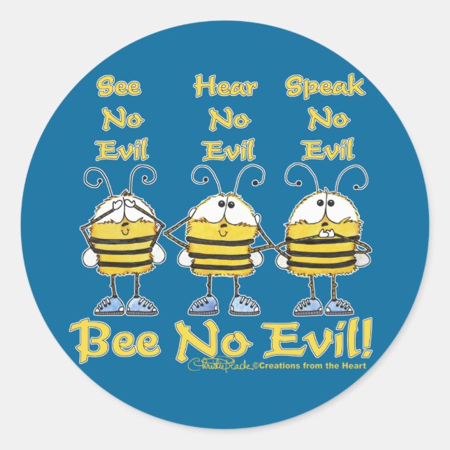 Bienen "Bee No Evil" Runder Aufkleber (Vorderseite)