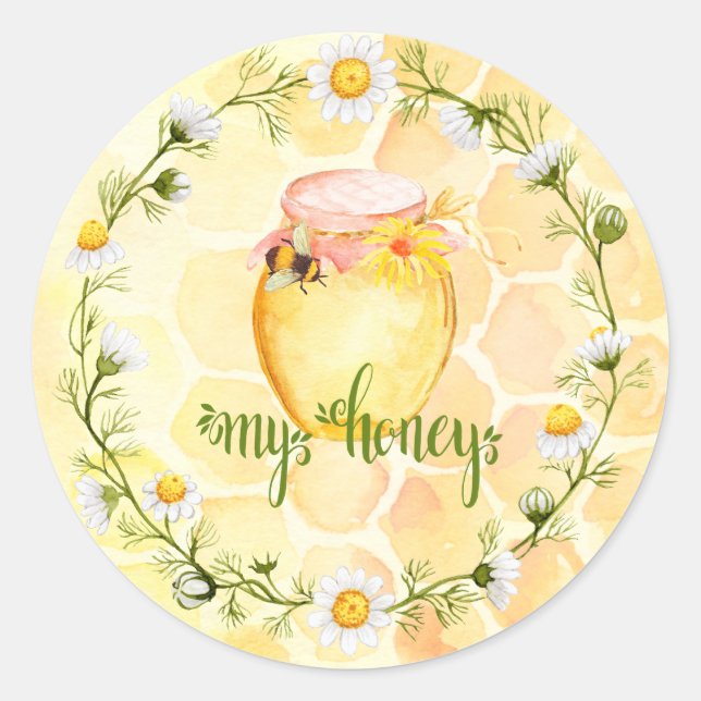 Bienen-Bienenhaus-Honig-Glas-Aufkleber Runder Aufkleber (Vorderseite)