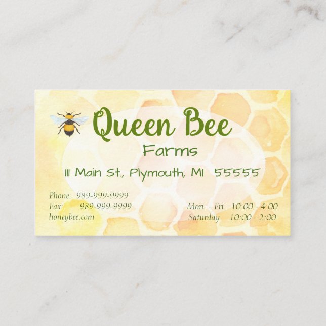 Bienen-Bienenhaus-Honig-Glas-Visitenkarten Visitenkarte (Rückseite)