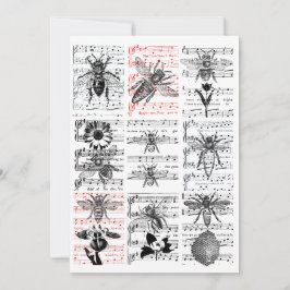 Bienen Blume Blatt Musical Notes Collage Art Dankeskarte