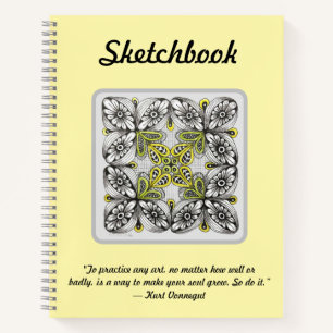 Bienen & Blumen Handgezeichnete Doodle-Skizze Notizbuch