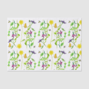 Bienen Butterfliegen Botanische Dandelion-Wildblum Seidenpapier
