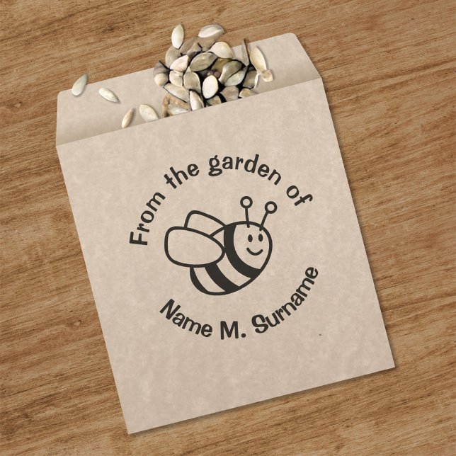 Bienen-Cartoon-Briefmarke Gummistempel (Seed Envelope Stamp in Use)