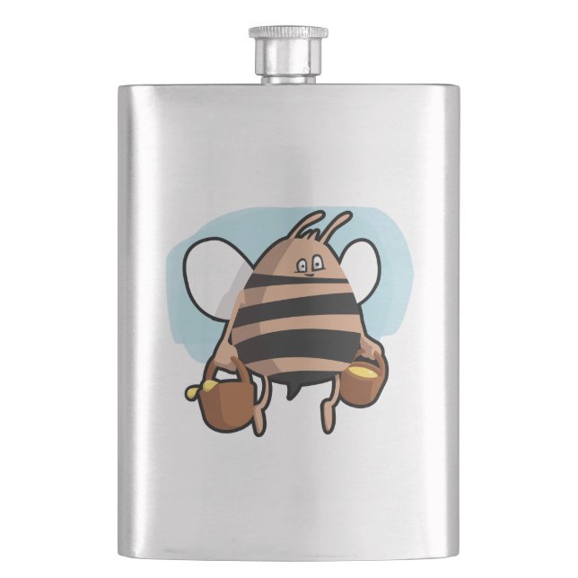Bienen-Cartoon Flachmann (Vorderseite)
