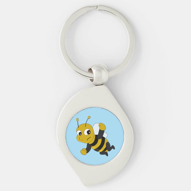 Bienen-Cartoon-Schlüsselanhänger Schlüsselanhänger (Vorderseite)