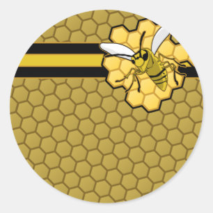 Bienen-Fliegen weg von Bienenwabe Runder Aufkleber