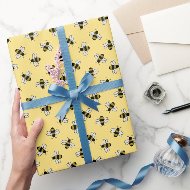 Bienen Geburtstagsparty Baby Brautparty gelb Geschenkpapier (Schenken)
