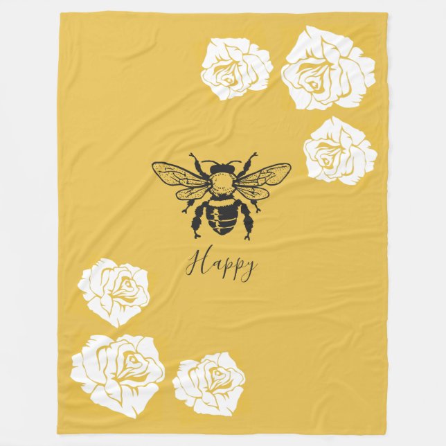 Bienen-glückliche Fleece-Decke Fleecedecke (Vorderseite)