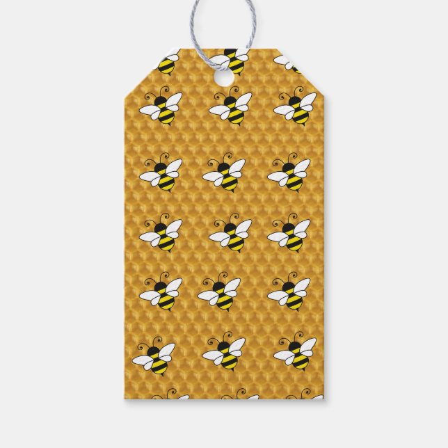 Bienen-Honeycombs-Gift-Tag Geschenkanhänger (Vorderseite)
