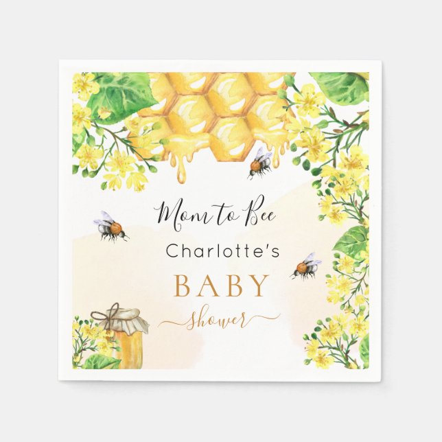 Bienen Honiggelbe Blüten Babydusche Serviette (Vorderseite)