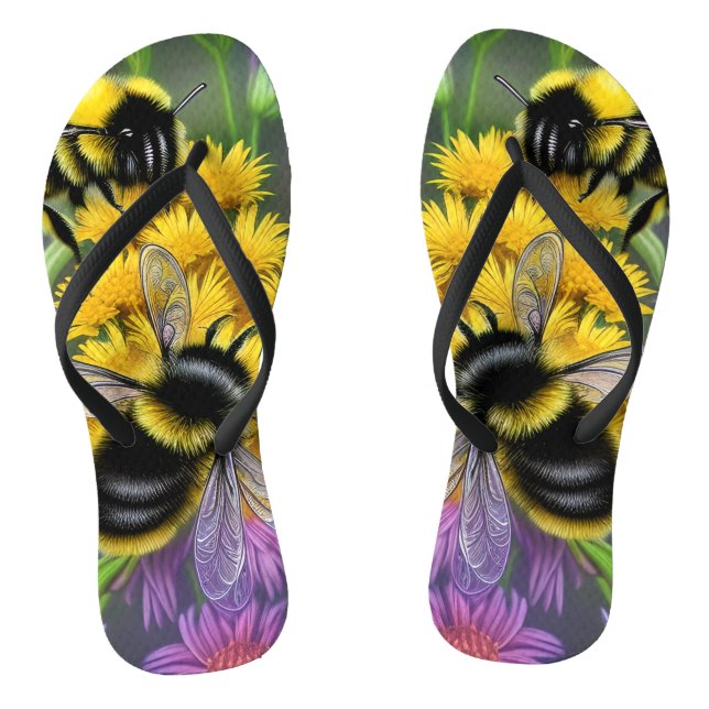 Bienen in einer Blume Flip Flops (Fußbett)