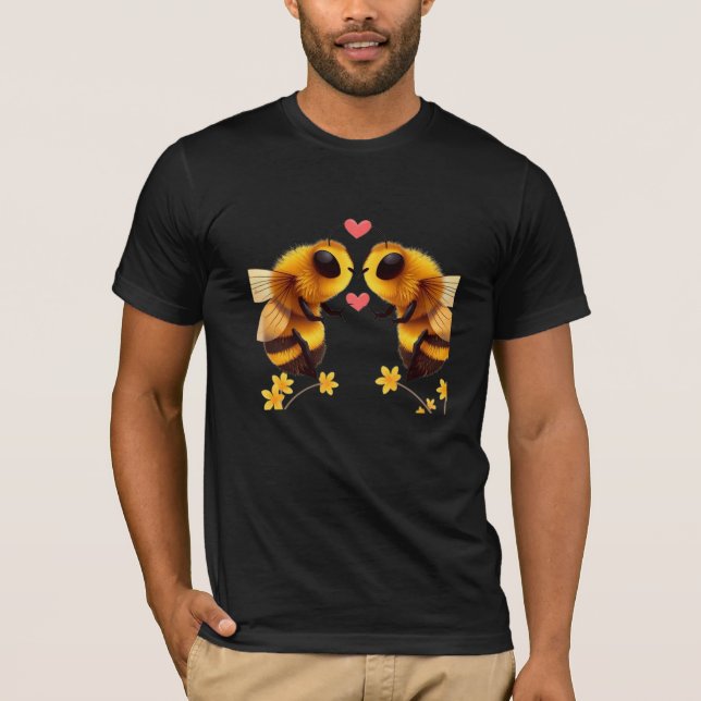 Bienen in LIEBE-Bella+Leinwand Kurzschläfchen T -  T-Shirt (Vorderseite)
