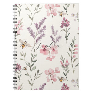 Bienen Lavendel Rosa Blumen Notizblock