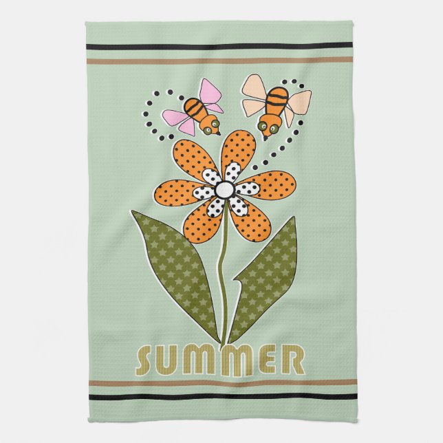 Bienen Liebe Sommer und ich auch Geschirrtuch (Vertikal)