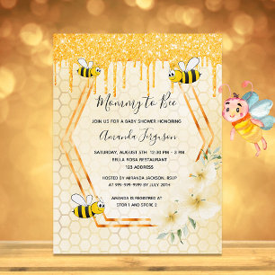 Bienen Mommy zu Glitzer Babydusche Einladung Postkarte